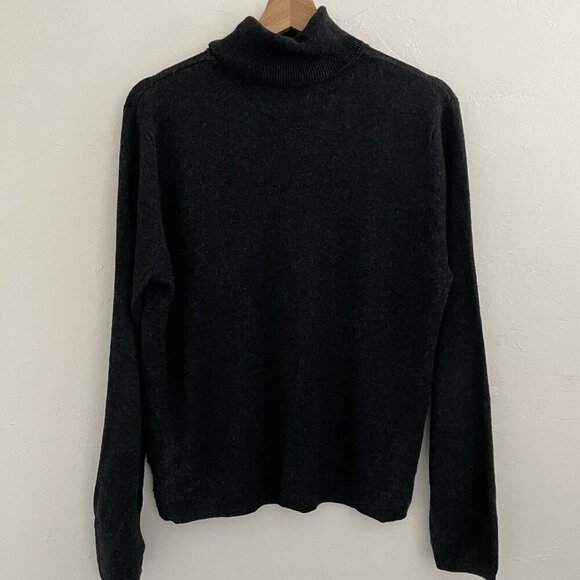 August Silk Cashmere Sweater Turtleneck Dark Gray XL Minimalist Capsule Office - Picture 2 of 8